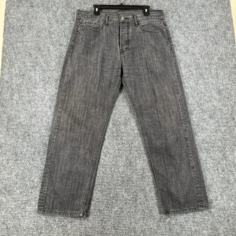 Levis 562 Loose Taper Jeans Mens 34x29 Grey Washed Denim Button Fly Casual